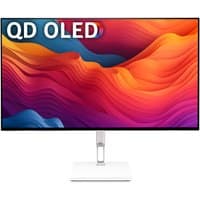 Acer CE270UX 26.5" QD-OLED monitor, sleek design, thin bezels, vibrant display with colorful wave pattern.