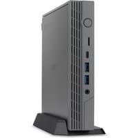 Compact black Acer Chromebox with vertical stand, Intel Core i3, dual USB ports, and power button on front panel.