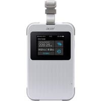 White Acer Connect M6E wireless router with digital display, dual-band capability, and a sleek, compact design.