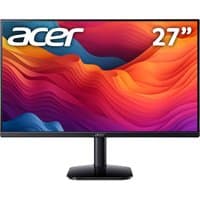 Acer KB272P0 monitor, 27" Full HD display, thin bezels, black stand, vibrant screen with colorful abstract background.