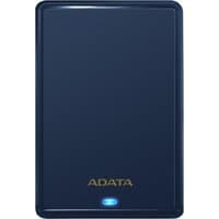 Black ADATA HV620S external hard drive, 2 TB, 2.5", with blue LED indicator and Micro-USB B 3.2 Gen 1 port.