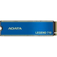Blue ADATA LEGEND 710 1 TB M.2 NVMe SSD with gold trim and PCI Express connector.