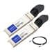 Addon Cisco SFP-H10Gb-CU1M compatible 10GBASE-CU SFP+ transceivers in silver and black, featuring two connectors and a short copper cable for high-speed data transfer.