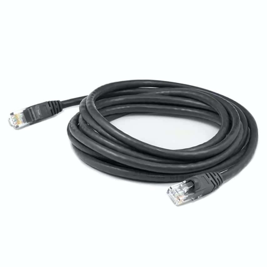 Black 1-meter Cat6a U/UTP networking cable with two RJ45 connectors, featuring a flexible design and durable material for reliable data transmission.