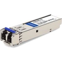 Silver Huawei compatible SFP+ transceiver with blue latch and barcode label on top.