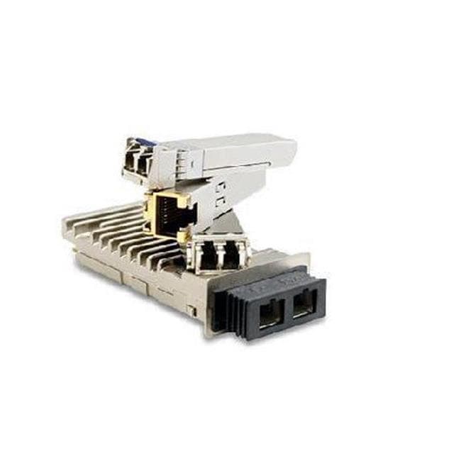 Cisco SFP-10/25G-LR-S compatible SFP28 transceiver with a silver metal casing, featuring dual LC connectors and a compact design for high-speed data transmission.