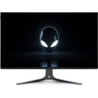 Alienware AW2723DF monitor, 27-inch, 2560x1440 resolution, sleek black design with illuminated alien logo on screen.