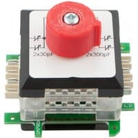 Black and clear Allnet 118388 rotary switch with red knob and circuit diagram on top.