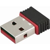 USB adapter with silver metal connector, red trim, and black plastic casing.
