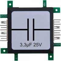 Multicolour Allnet electronic component with green circuit board, black square frame, and 3.3μF 25V marking.