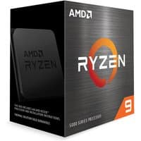 AMD Ryzen 9 5950X processor box, black with orange Ryzen logo on front, 5000 series branding at the right front corner.