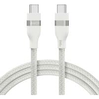 White Anker USB 2.0 cable, 0.9m length, USB-C connectors, braided texture, silver accents on connectors.
