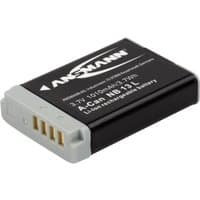 Black and gray Ansmann lithium rechargeable battery, model Cn N-13L, with gold contacts on one side.