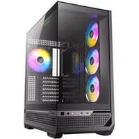 Black Antec C7 ARGB Midi Tower with glass panel, RGB fans, and front I/O ports.