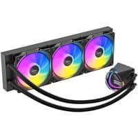 Black Antec Skeleton 360 liquid cooler with three 12 cm RGB fans and sleek tubing design.