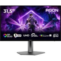 AOC AGON PRO AG326UZD2 monitor, 31.5", 3840x2160, thin bezel, vibrant display with gaming graphics, sturdy stand.