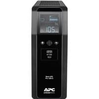 Black APC Back-UPS Pro 1200VA tower with digital display, USB port, and sine wave output.