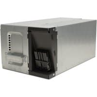 Rectangular APC battery replacement cartridge with metal casing and black connector panel.