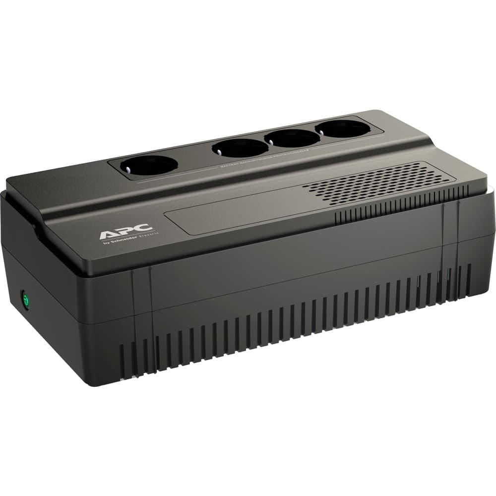 Black APC BV1000I-GR Uninterruptible Power Supply with four power outlets, a ventilation grill, and a green power indicator light on the front.
