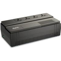 Black APC BV650I-MSX UPS with four outlets on top, vented sides, and APC logo on the front.