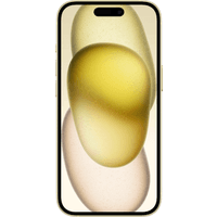 Yellow Apple iPhone 15 5G Dual SIM, 128GB, refurbished Grade A, with sleek design and edge-to-edge display.