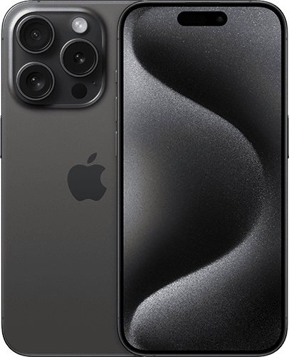 Black Titanium Apple iPhone 15 Pro with a sleek design, featuring three rear cameras, an unlocked status, and 256GB storage capacity.