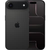 Black Apple iPhone Air 6.5" with dual cameras, USB Type-C port, and sleek design featuring Apple logo on the back.
