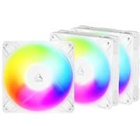 White ARCTIC Freezer P12 Pro fans, 120 mm, with vibrant A-RGB lighting, in a 3-pack configuration.