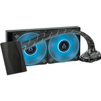 Black ARCTIC Liquid Freezer II 280 RGB CPU cooler with dual blue-lit fans and braided tubing.