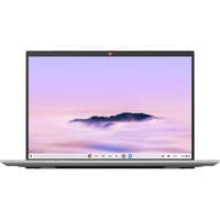 ASUS ExpertBook CB54 Chromebook Plus with sleek silver design, thin bezels, and a vibrant display showing a cloud scene.