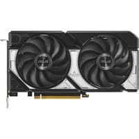 ASUS Dual RTX 5060 graphics card, black with dual fans, silver accents, and PCIe connector.