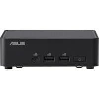 Black ASUS NUC 14 Pro mini PC with USB-C, two USB-A ports, and power button on front panel.