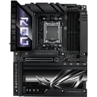 ASUS ROG CROSSHAIR X870E HERO BTF motherboard, black with RGB lighting, AM5 socket, and sleek design elements.