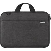 Grey ASUS 11.6" sleeve case with front pocket, black handles, and ASUS logo on the front.