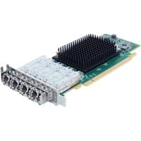 Green Atto PCIe interface card with black heatsink and four silver ports.
