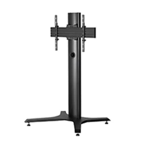 Premium black freestanding single screen UC stand with a sturdy base, VESA mount compatibility, and adjustable height features for versatile display options.