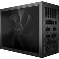 Black be quiet! Dark Power Pro 13 PSU, 1300W, with large cooling fan and multiple modular cable ports.
