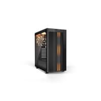 Black be quiet! Pure Base 500DX PC case with RGB lighting, mesh front panel, and tempered glass side window.