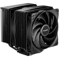 Black be quiet! Pure Rock Pro 3 air cooler with 12 cm fan, sleek design, and aluminum heat sink fins.