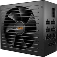 Black be quiet! Straight Power 12 PSU, large fan, modular cables, 1200W, 20+4 pin ATX connectors, sleek design.