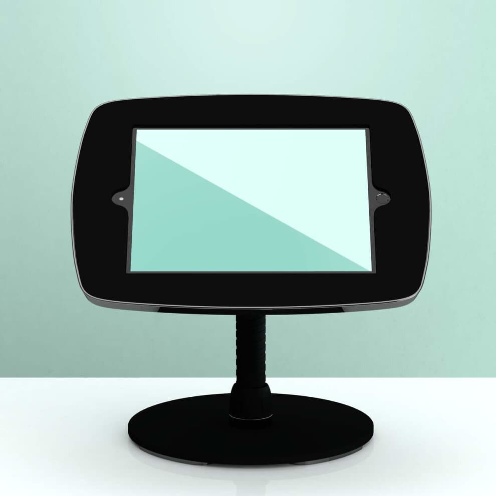 Black Bouncepad Counter Flex stand for Samsung Galaxy Tab S3 9.7, featuring a sleek design with a sturdy base and adjustable neck for optimal viewing angles.