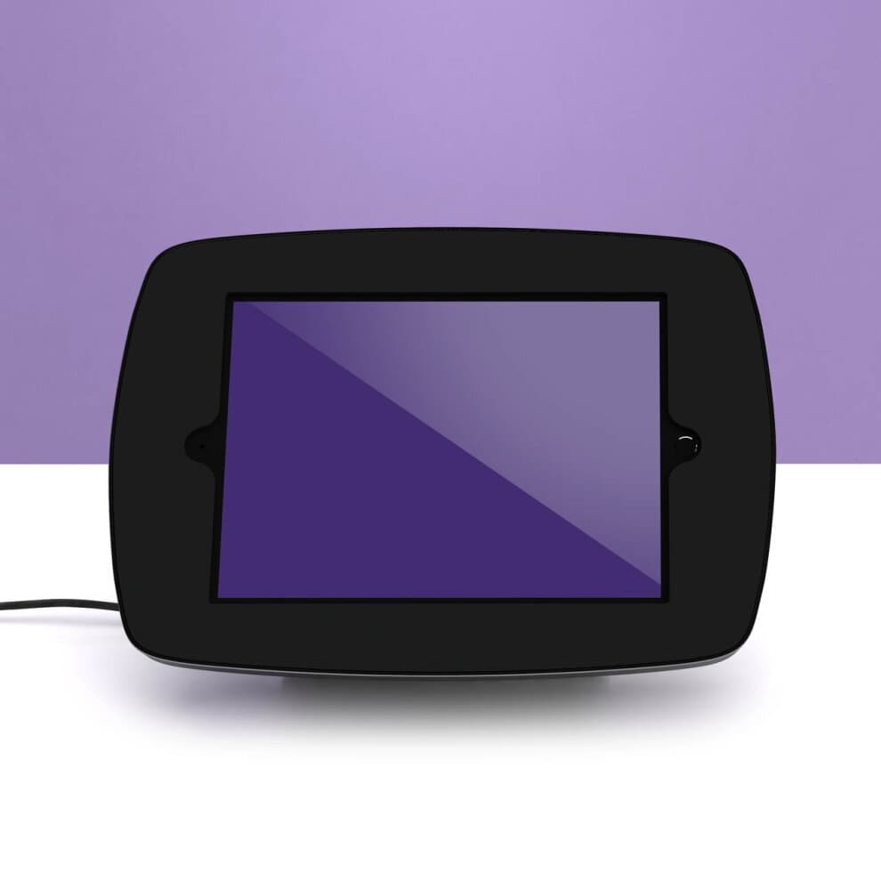 Black Bouncepad Flip stand designed for Apple iPad Pro 1st Gen 9.7 (2016), featuring an exposed front for easy access and a sleek, modern look.