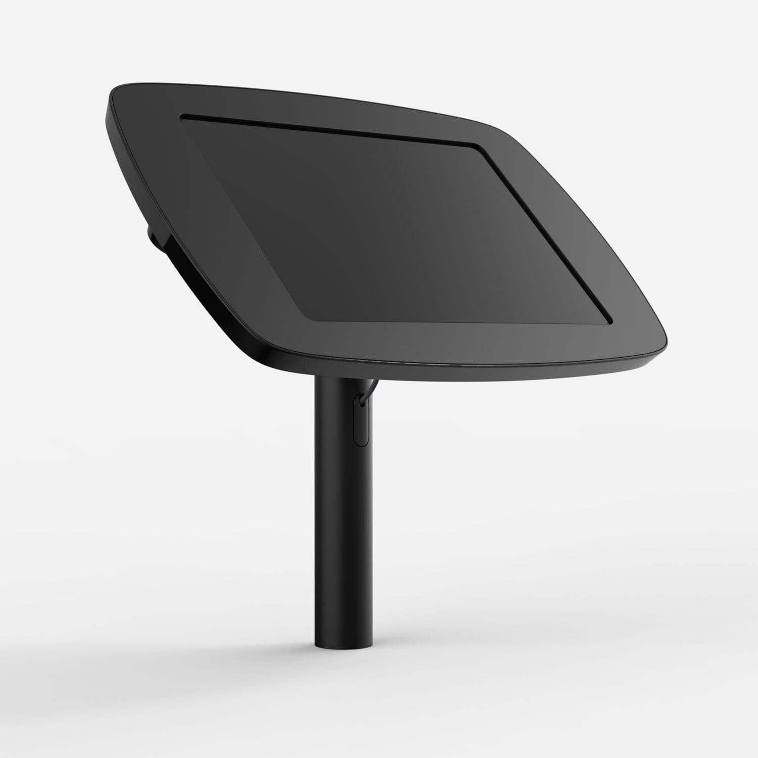 Black Bouncepad Original Twist stand for Microsoft Surface Go 2/3/4, featuring a sleek, angled design with a sturdy pole for secure tablet display.