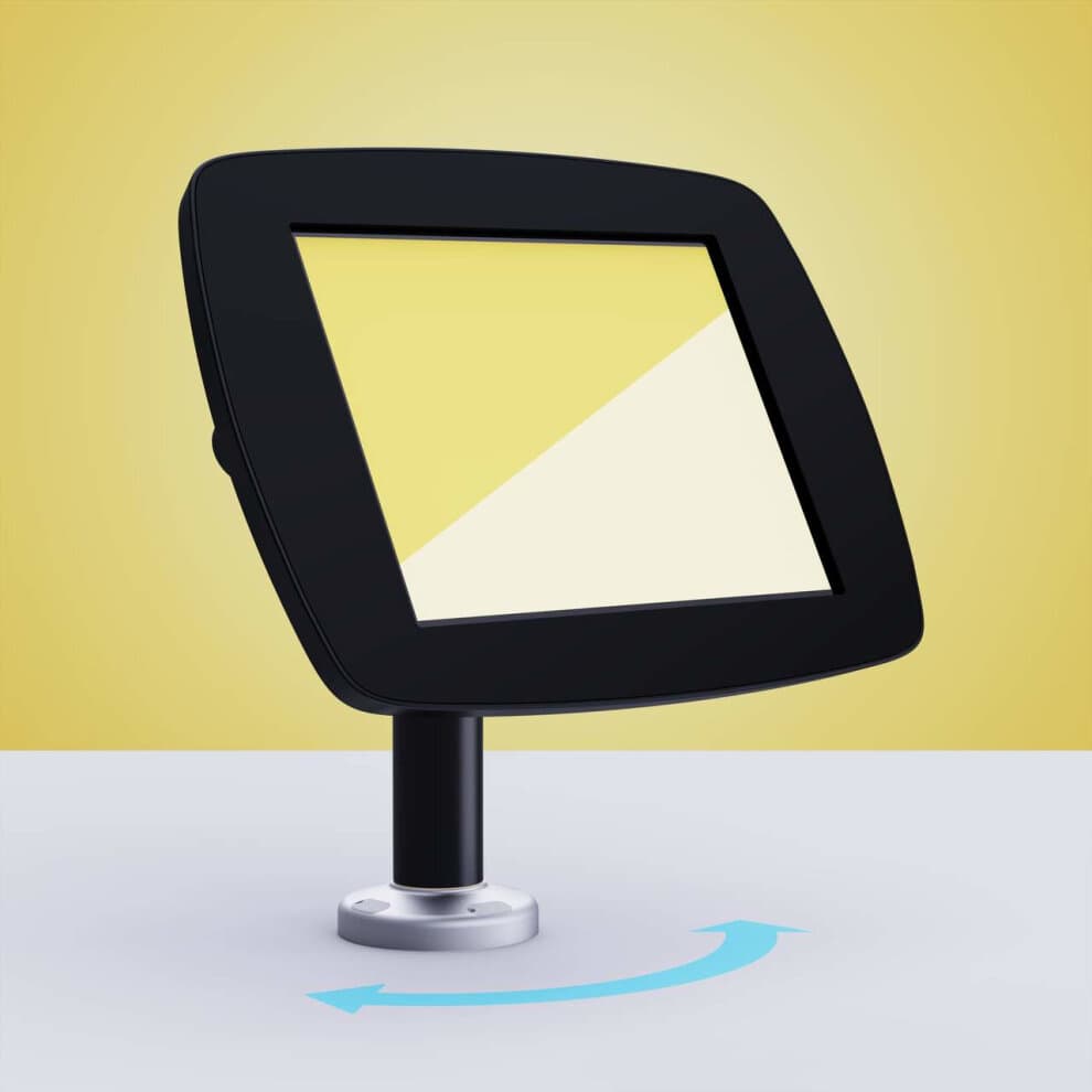 Black Bouncepad Swivel 60 stand for Samsung Galaxy Tab A 10.1 (2019), featuring a sleek design with a swivel base and a sturdy mount for secure tablet display.