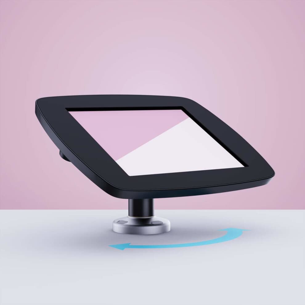 Black Bouncepad Swivel Desk stand for Samsung Galaxy Tab A6 10.1 (2016), featuring a sleek design with a rotating base for adjustable viewing angles.
