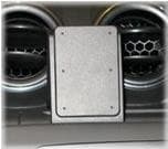 Black passive holder for mobile phones, featuring a sleek design with a metallic finish, designed to attach to car air vents for easy access.