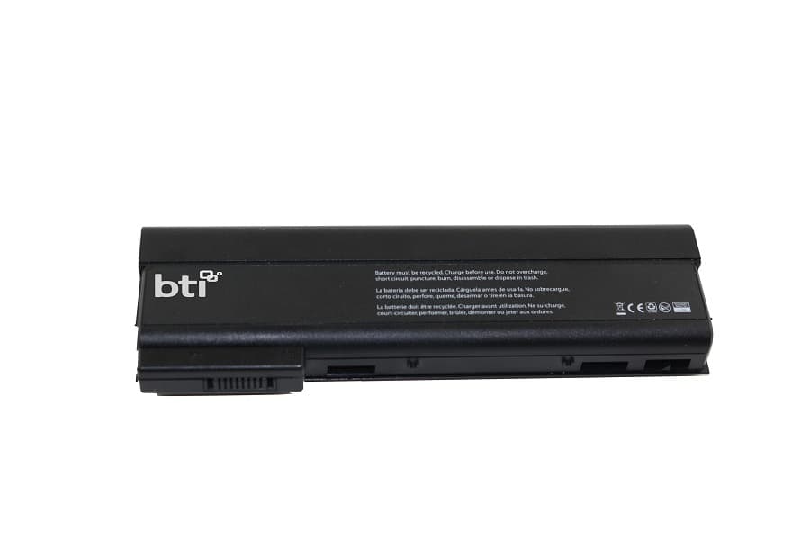 Black lithium-ion battery with a smooth finish, featuring the BTI logo, model number 718757-001, and compatibility details for HP - COMPAQ PROBOOK.