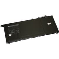 Black BTI 4-cell 57Wh laptop battery for Dell XPS 13 9350, rectangular shape with connector and label details.