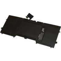 Black BTI 55Wh 4 cell battery for DELL XPS laptops, rectangular shape with connector cable and label on surface.
