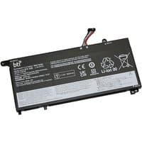 BTI 44Wh 3-cell battery for Lenovo ThinkBook 14, black with white text, safety icons, and red-black connector wires